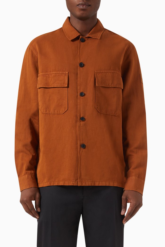 

Overshirt in Cotton-linen Tencel Blend, Brown
