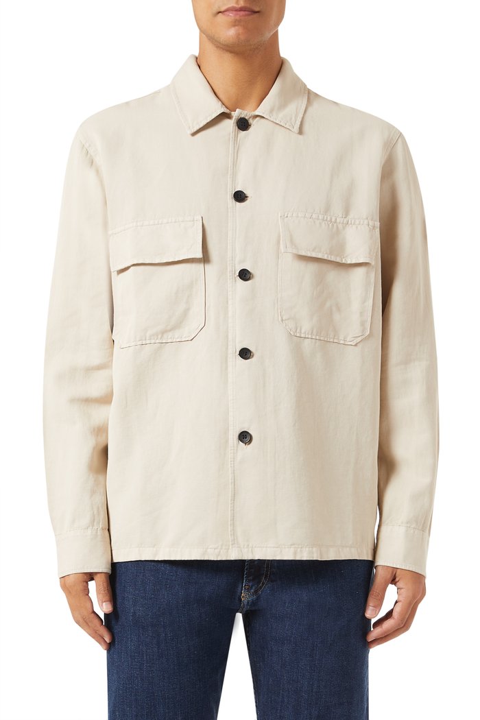 

Overshirt in Cotton-linen Blend, Neutral