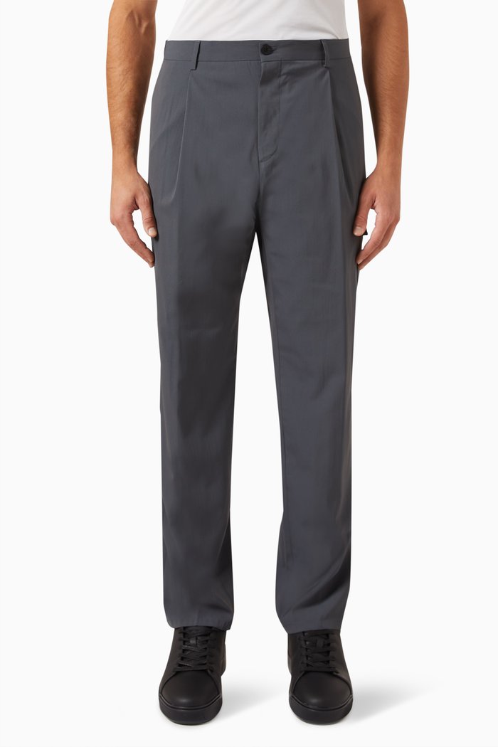 

Relaxed Tapered Cargo Trousers in Nylon Blend, Grey
