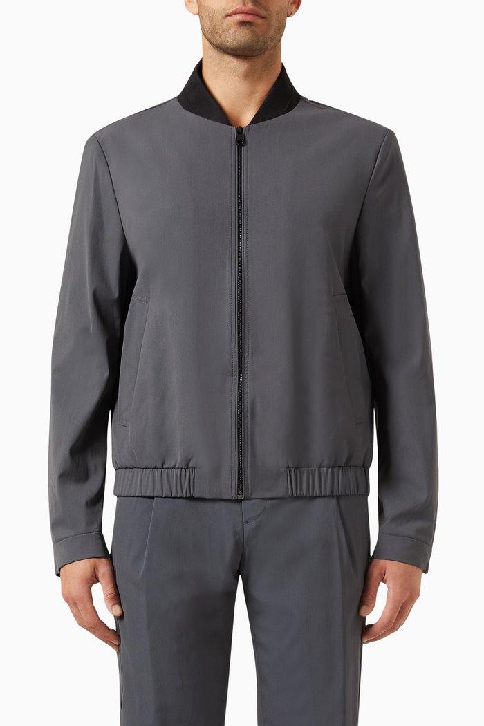 

Techno Hero Bomber Jacket in Wool, Grey