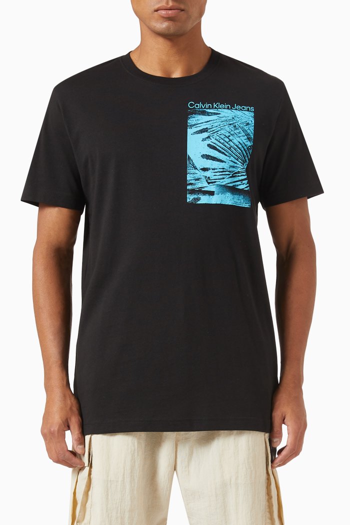 

Palm Print T-shirt in Cotton, Black