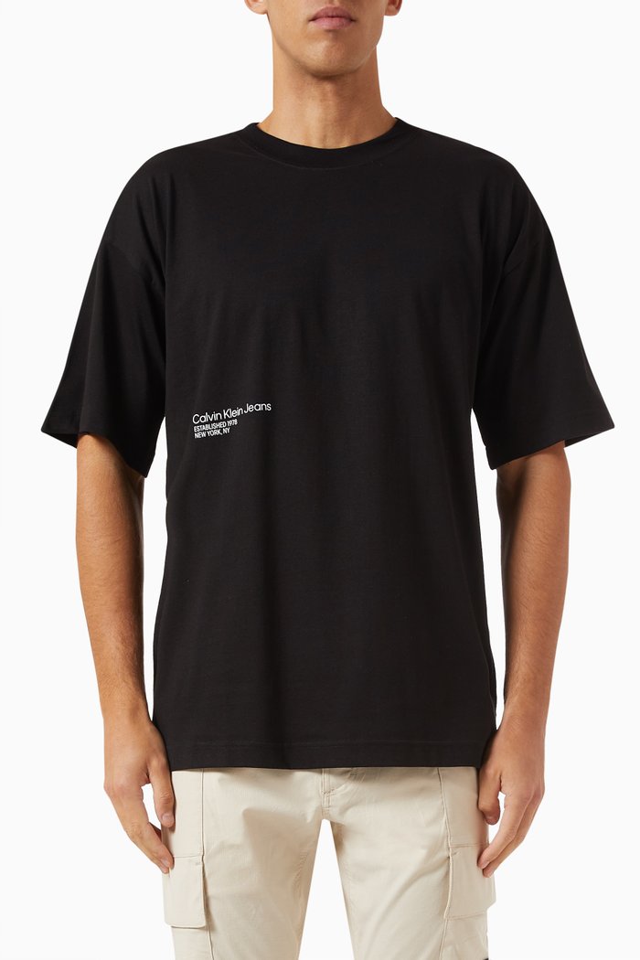 

Brushstroke-print T-shirt in Cotton-jersey, Black
