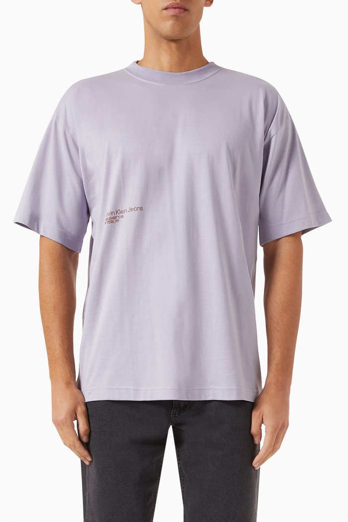 Brushstroke-print T-shirt in Cotton-jersey, Purple