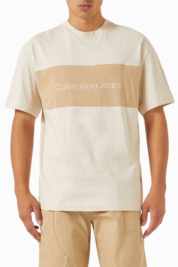 

Colour-block Logo T-shirt in Organic Cotton-jersey, Neutral