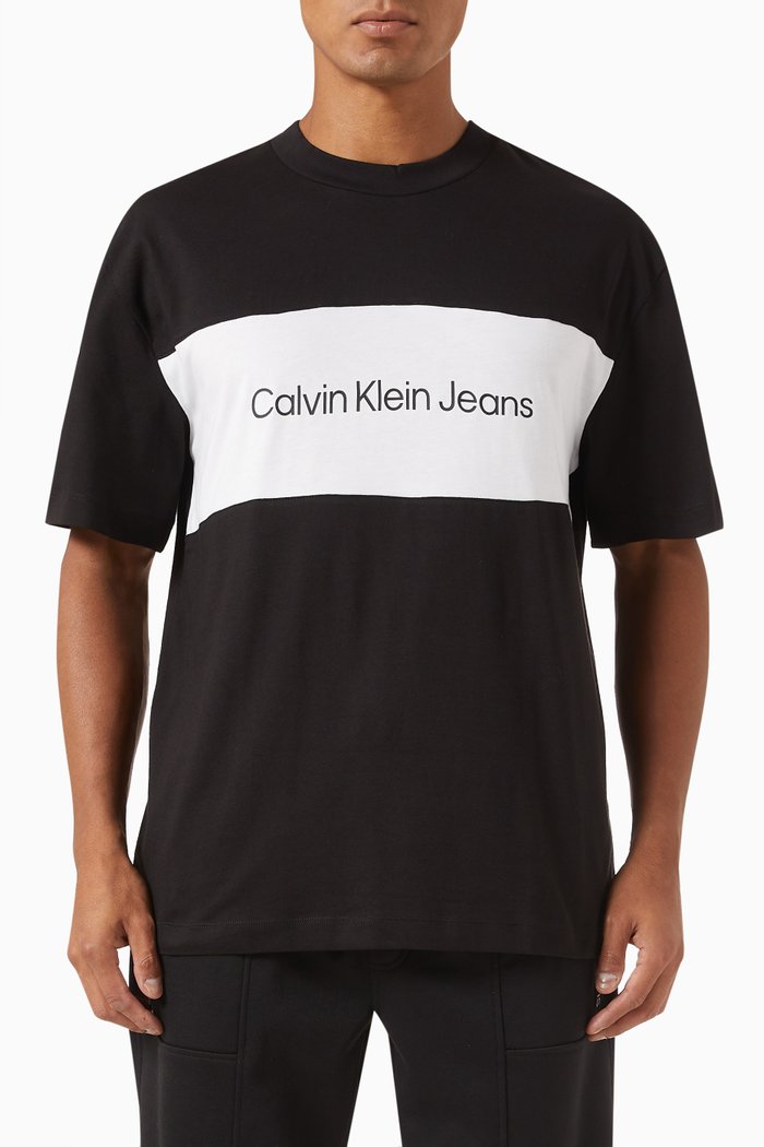 

Colour-block Logo T-shirt in Organic Cotton-jersey, Black