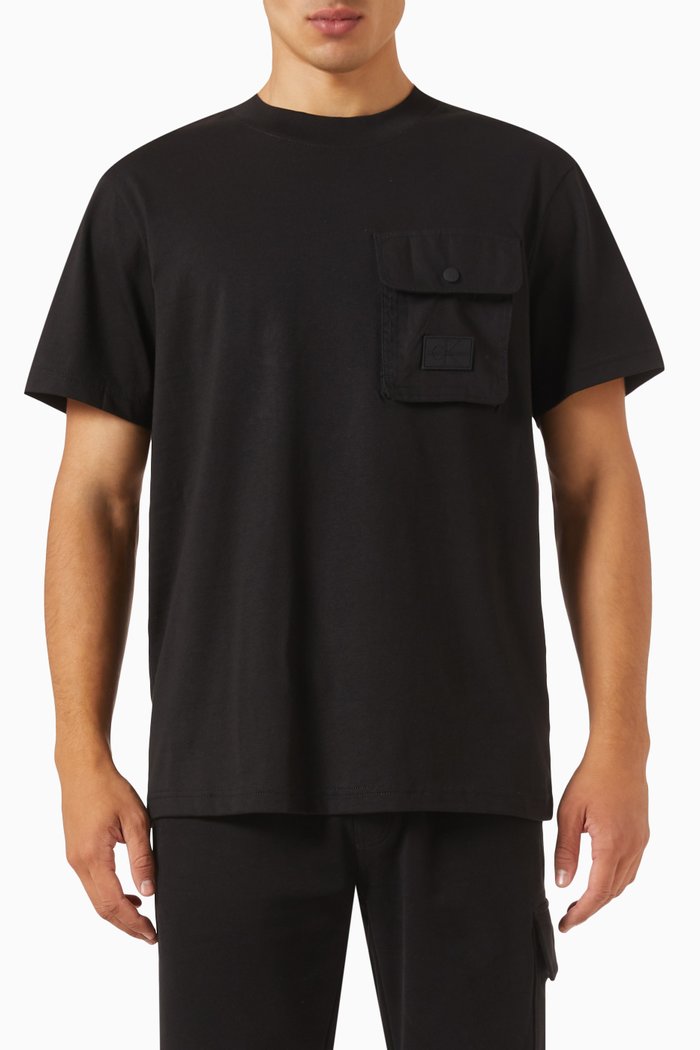 

Relaxed Pocket T-shirt in Organic Cotton-jersey, Black