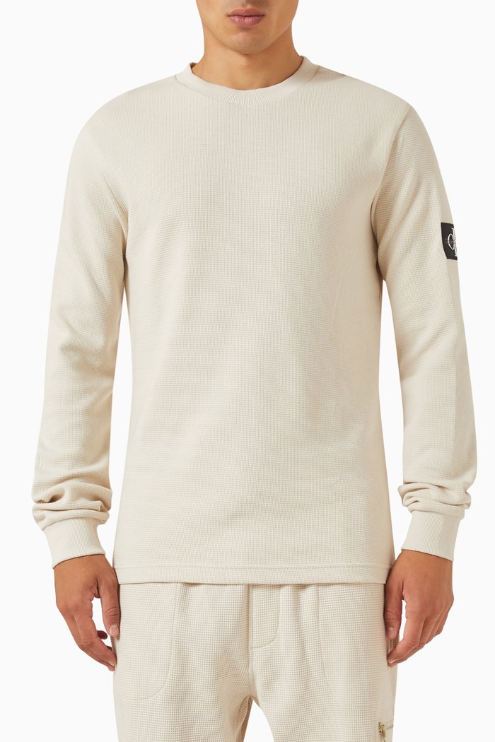 

Logo Badge T-shirt in Cotton Waffle, Neutral