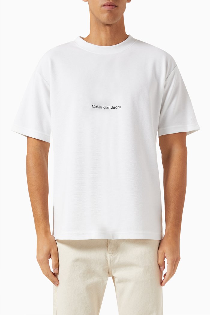 

Logo-print Textured T-shirt in Cotton-jersey, White