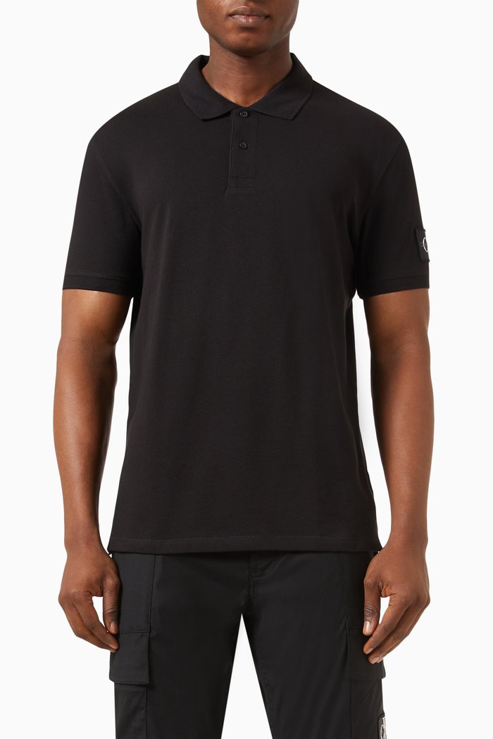 

Logo-patch Polo Shirt in Cotton-piqué, Black