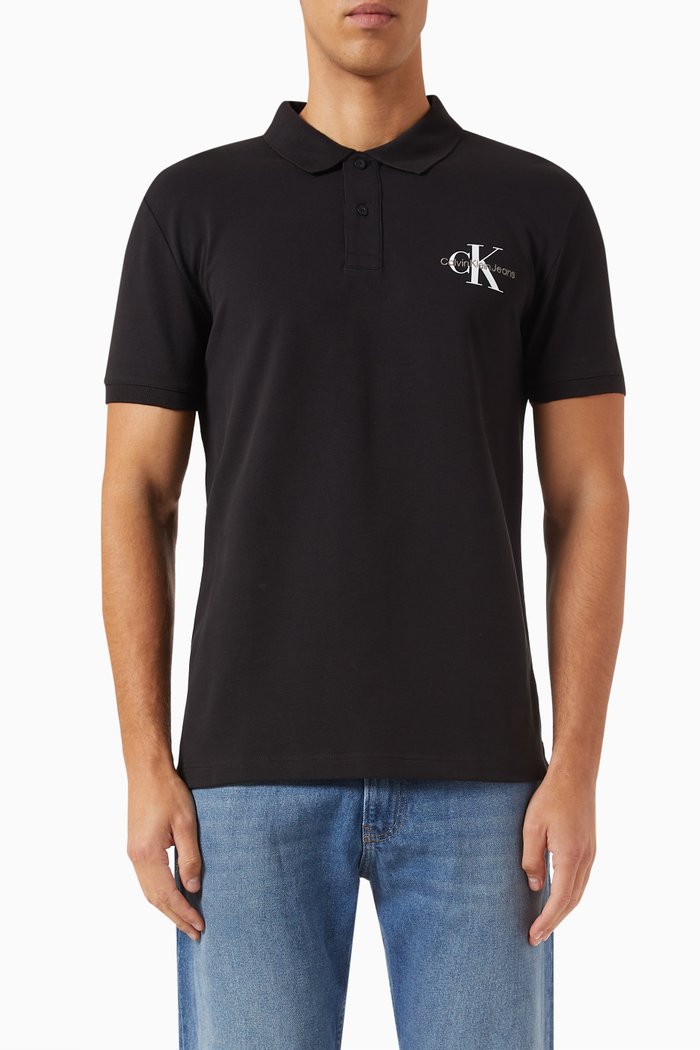 

Monologo Polo Shirt in Cotton-piqué, Black