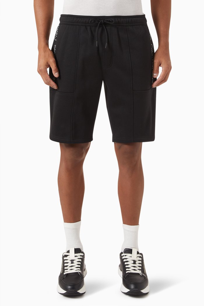 Logo Tape Sweatshorts in Cotton Jersey, Black