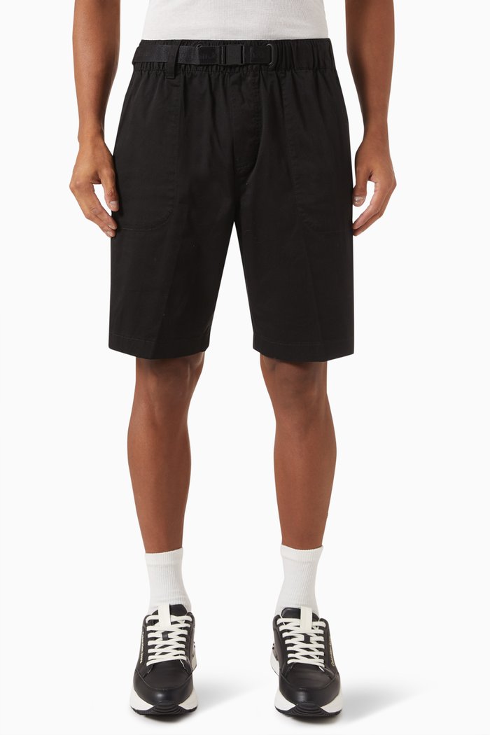 

Belted Shorts in Cotton Twill, Black