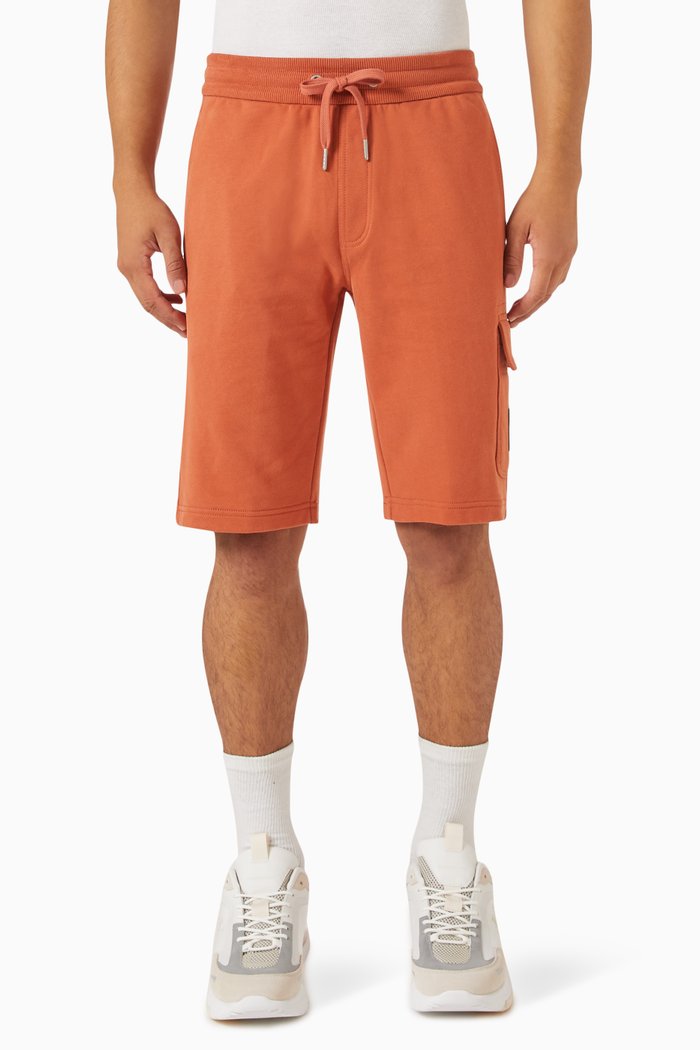 

Logo Badge Cargo Shorts in Cotton, Brown