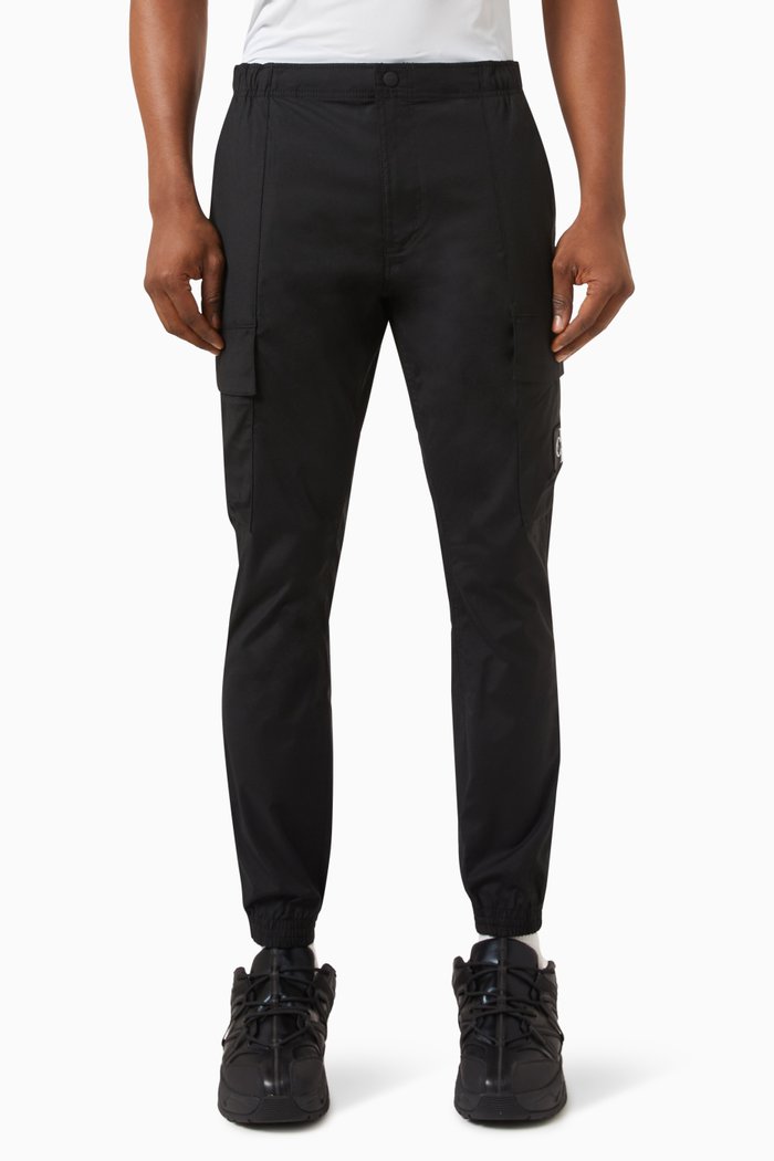 

Skinny-fit Washed Cargo Pants in Cotton-blend, Black
