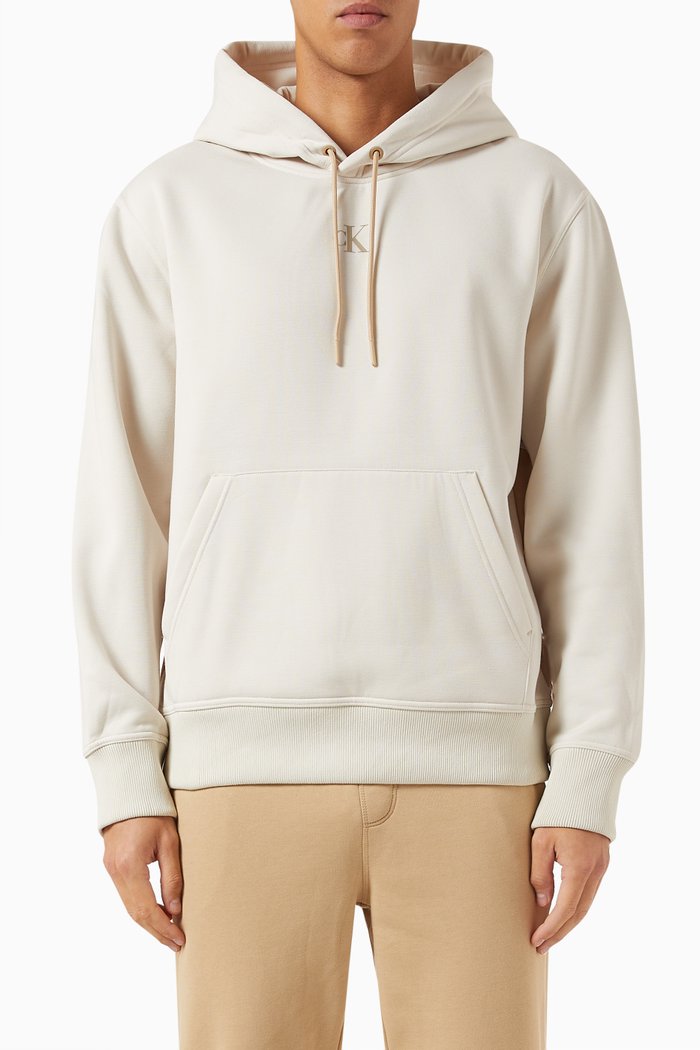 

Colour-block Logo Hoodie in Cotton-blend, Neutral