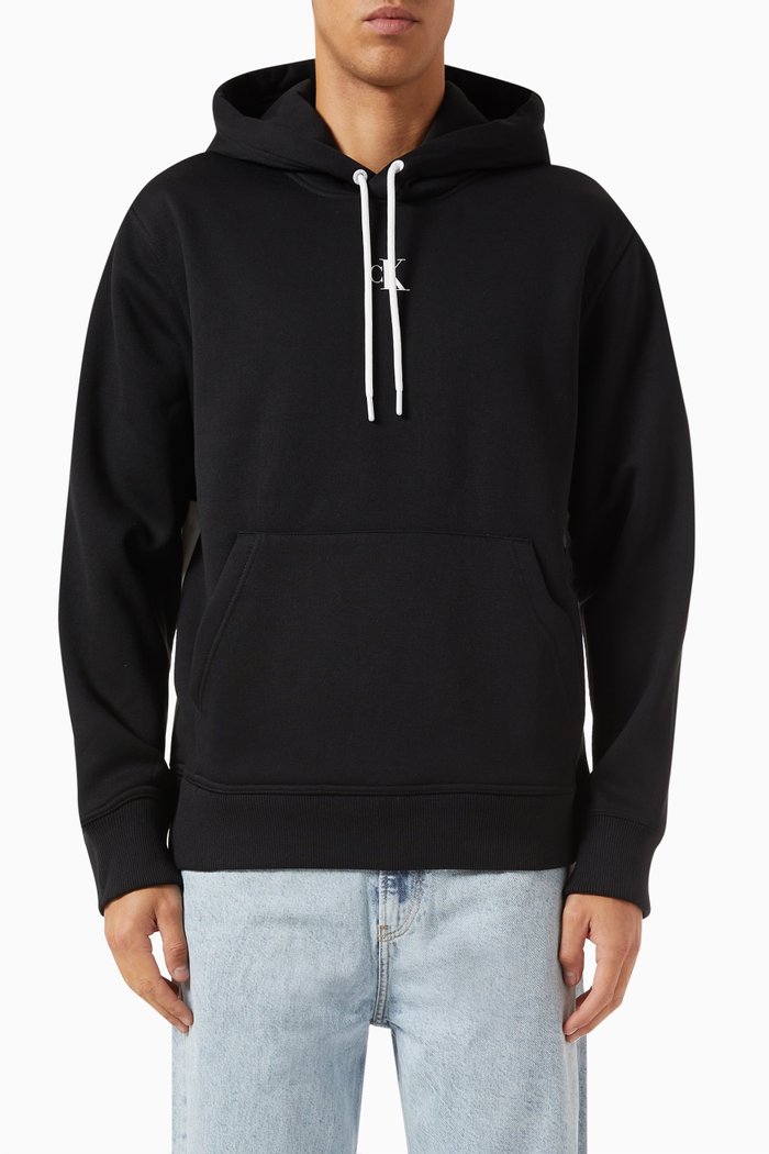 

Colour-block Logo Hoodie in Cotton-blend, Black