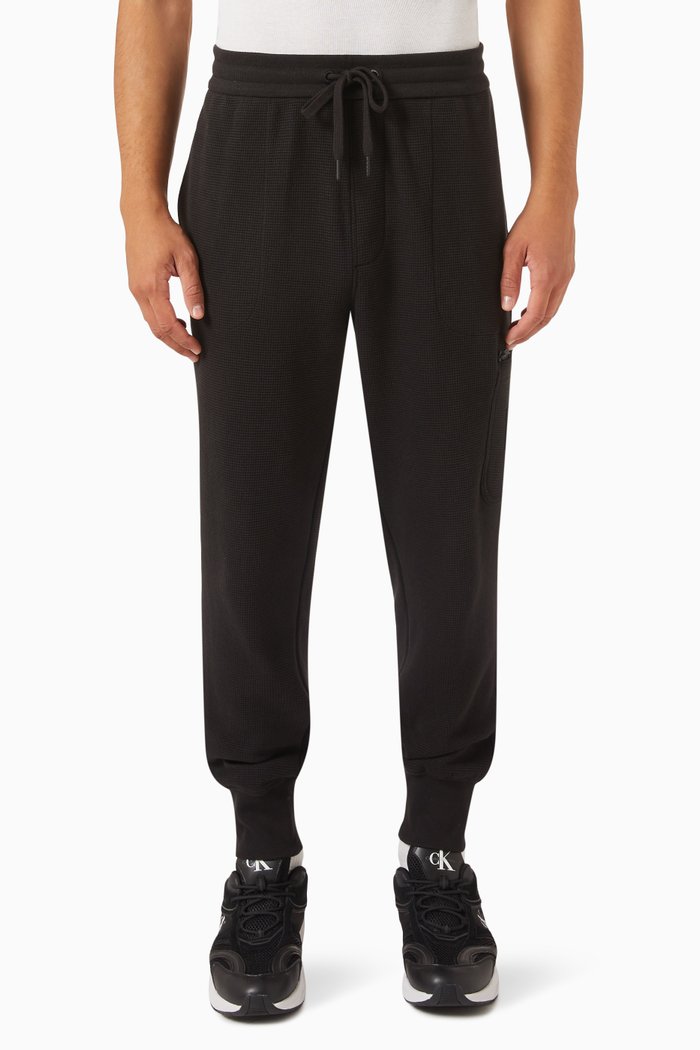 

Logo Badge Sweatpants in Cotton Waffle, Black