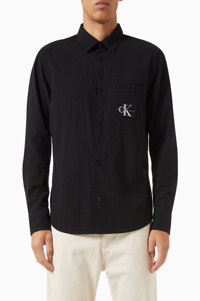 

Logo-patch Shirt in Cotton, Black