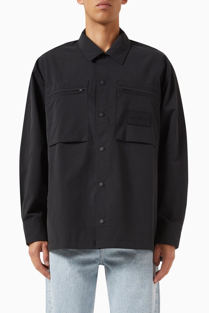 

Logo Badge Shirt Jacket in Nylon-blend, Black