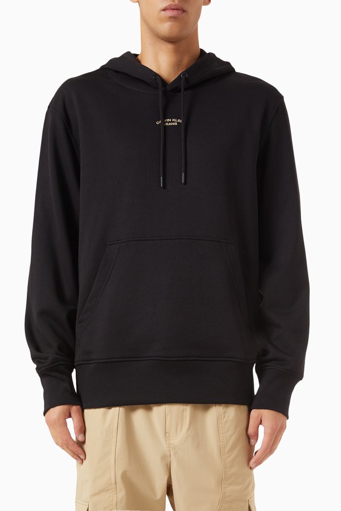 

Canvas Logo-patch Hoodie in Cotton, Black