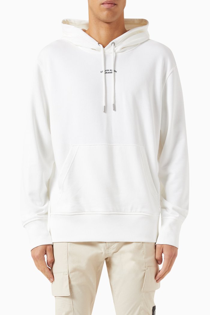 

Canvas Logo-patch Hoodie in Cotton, White