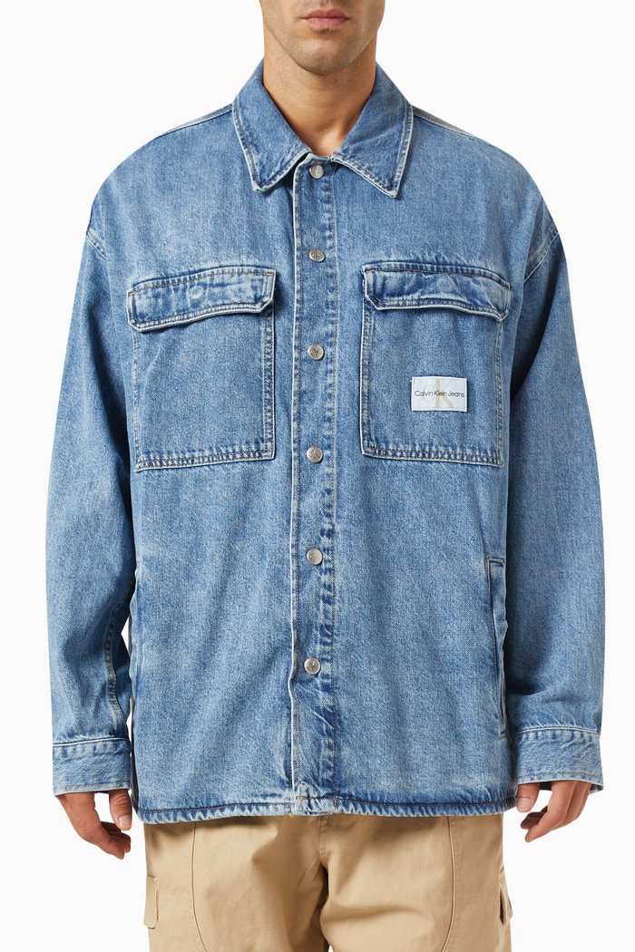 Relaxed-fit Shirt Jacket in Denim, Blue