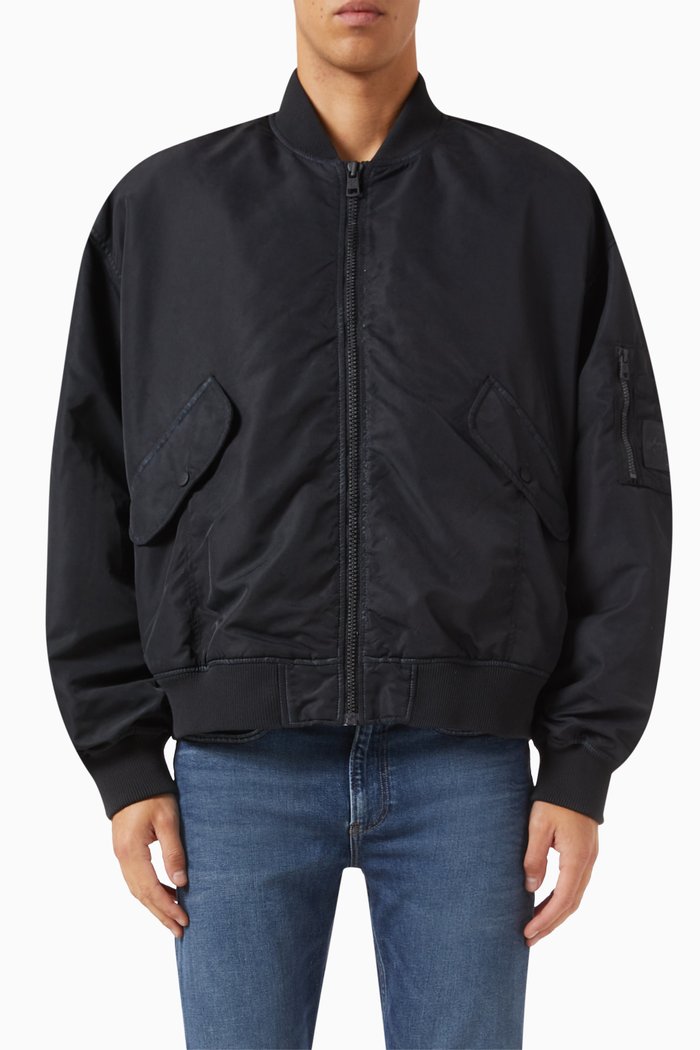 

Oversized Padded Bomber Jacket in Nylon-sateen, Black