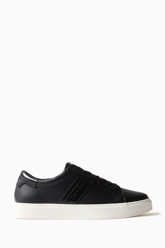 Clean Cupsole Sneakers in Leather, Black