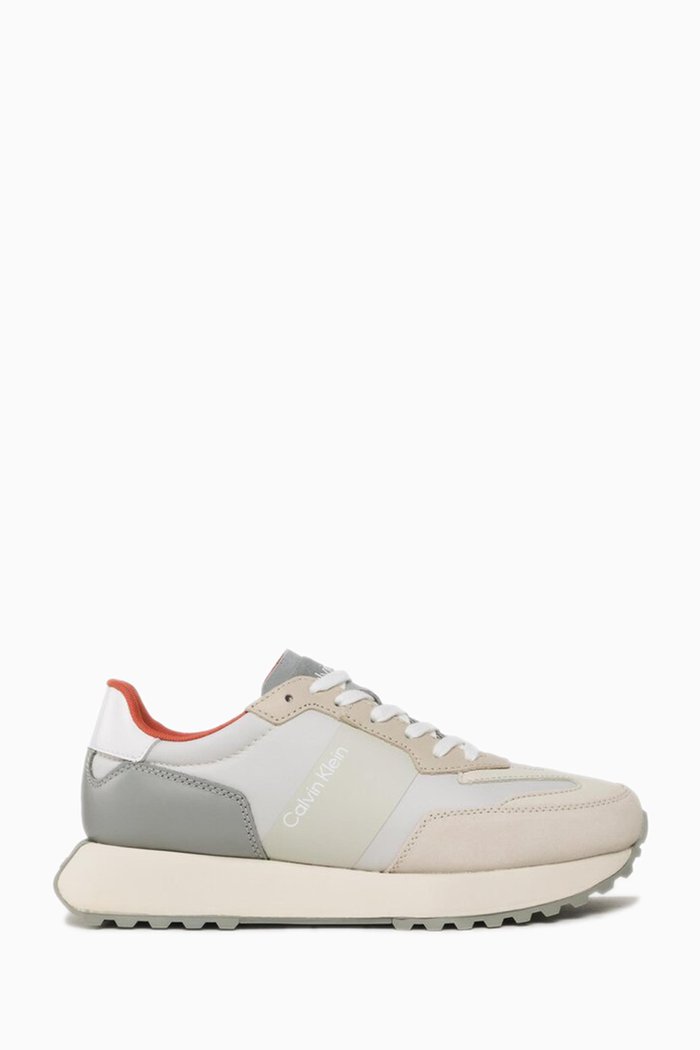

Skived Runner Sneakers in Leather and Nylon, Neutral