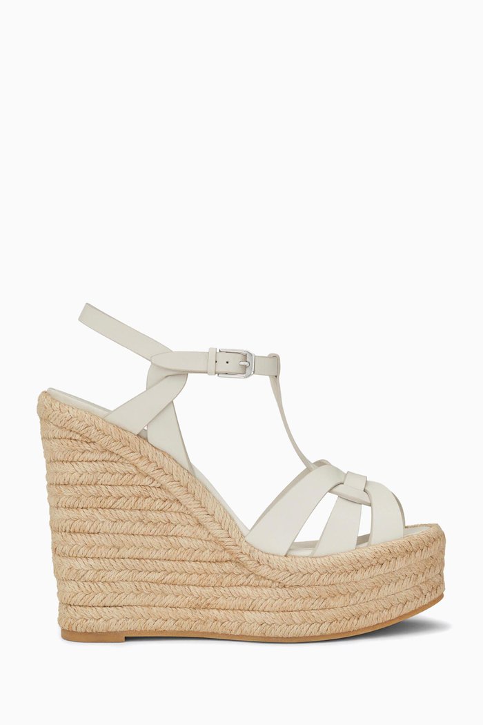 

Tribute 130 Wedge Espadrilles in Smooth Leather, White