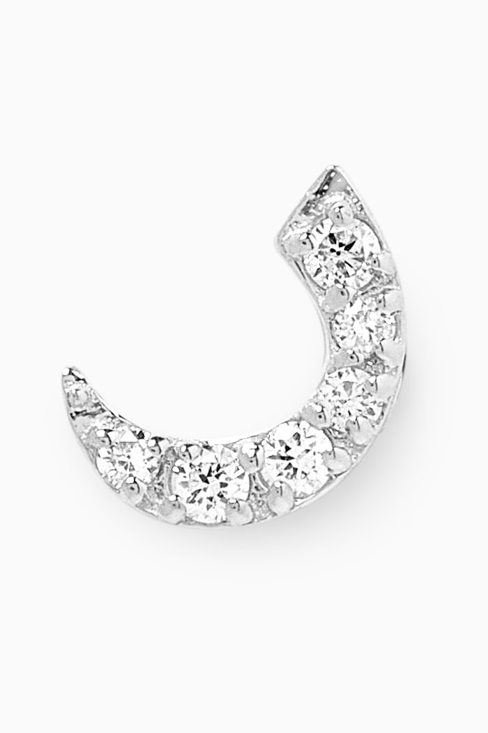 

Arabic Letter R ر Diamond Single Stud Earring in 18kt White Gold