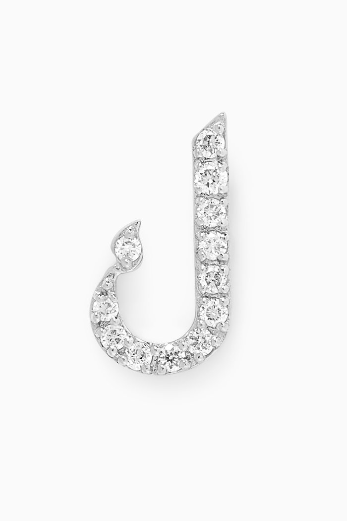 

Arabic Letter K ك Diamond Single Stud Earring in 18kt White Gold
