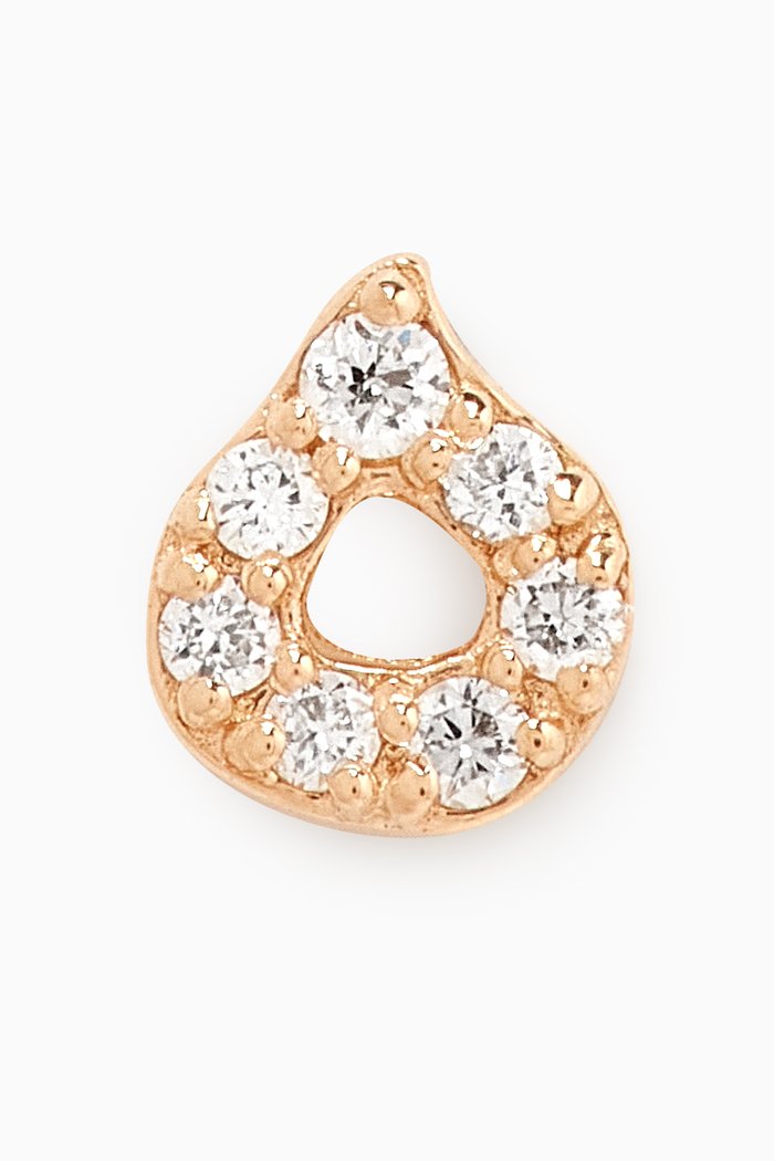 

Arabic Letter H ه Diamond Single Stud Earring in 18kt Yellow Gold, White