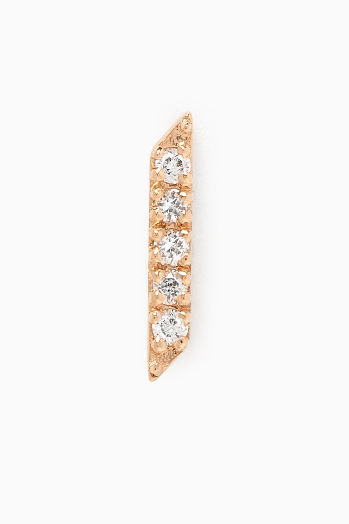

Arabic Letter A ا Diamond Single Stud Earring in 18kt Yellow Gold, White