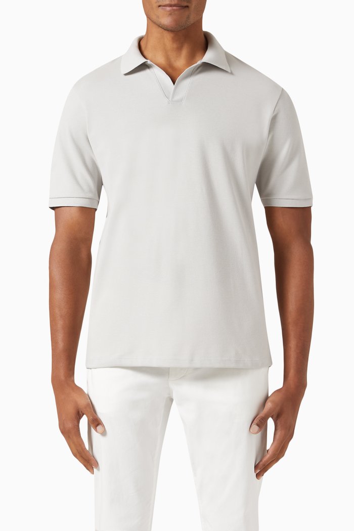 

Brenan Polo Shirt in Cotton Piqué, Grey