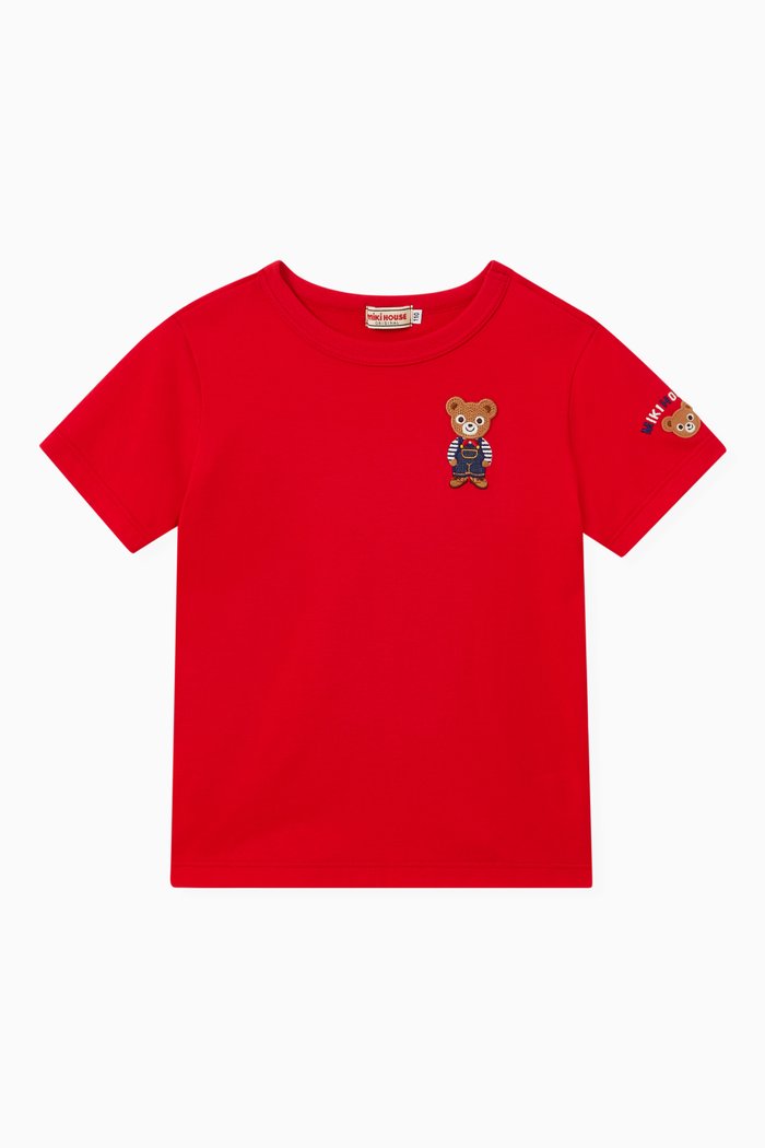 

Bear Print T-shirt in Cotton, Red