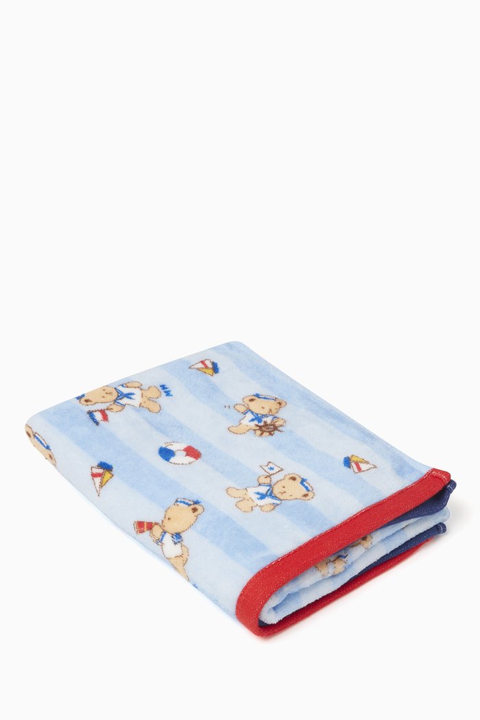 

Bear Face Towel in Cotton, Blue