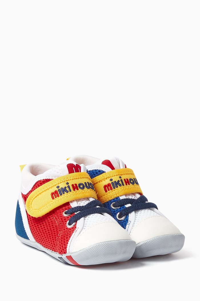 

Baby Logo Velcro & Lace Booties in Canvas, Red