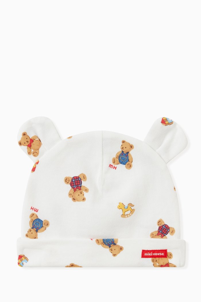 

Ear Detail Hat in Cotton, White