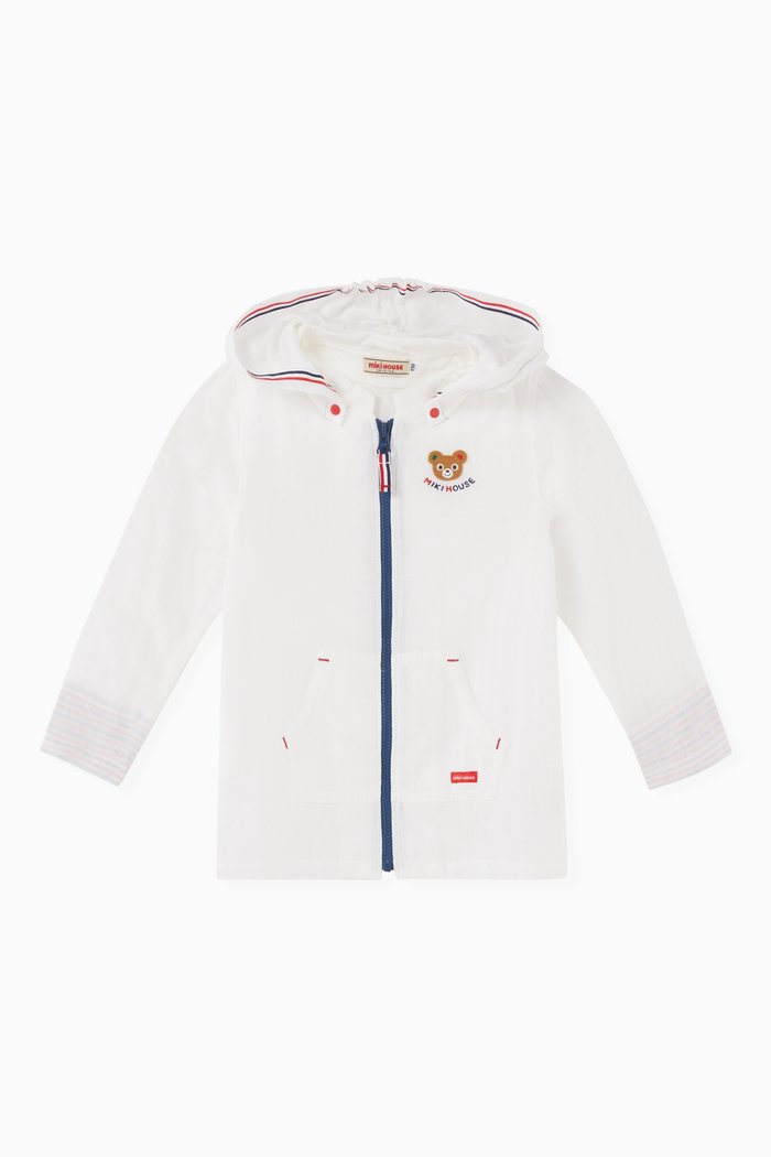 

Bear Patched Parka in Cotton Blend, White