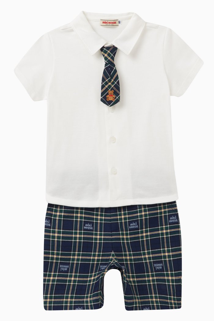 

Shirt, Shorts & Necktie Formal Set, Blue