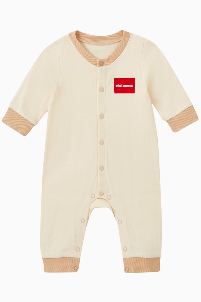 

Logo Pyjama Romper in Cotton, Neutral