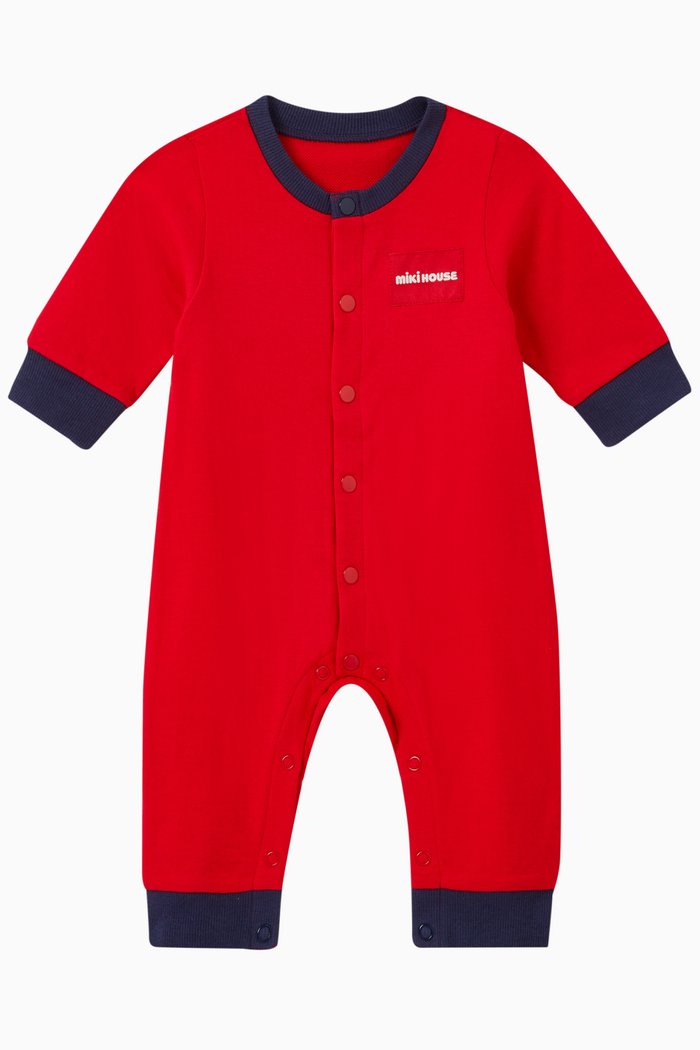 

Logo Pyjama Romper in Cotton, Red