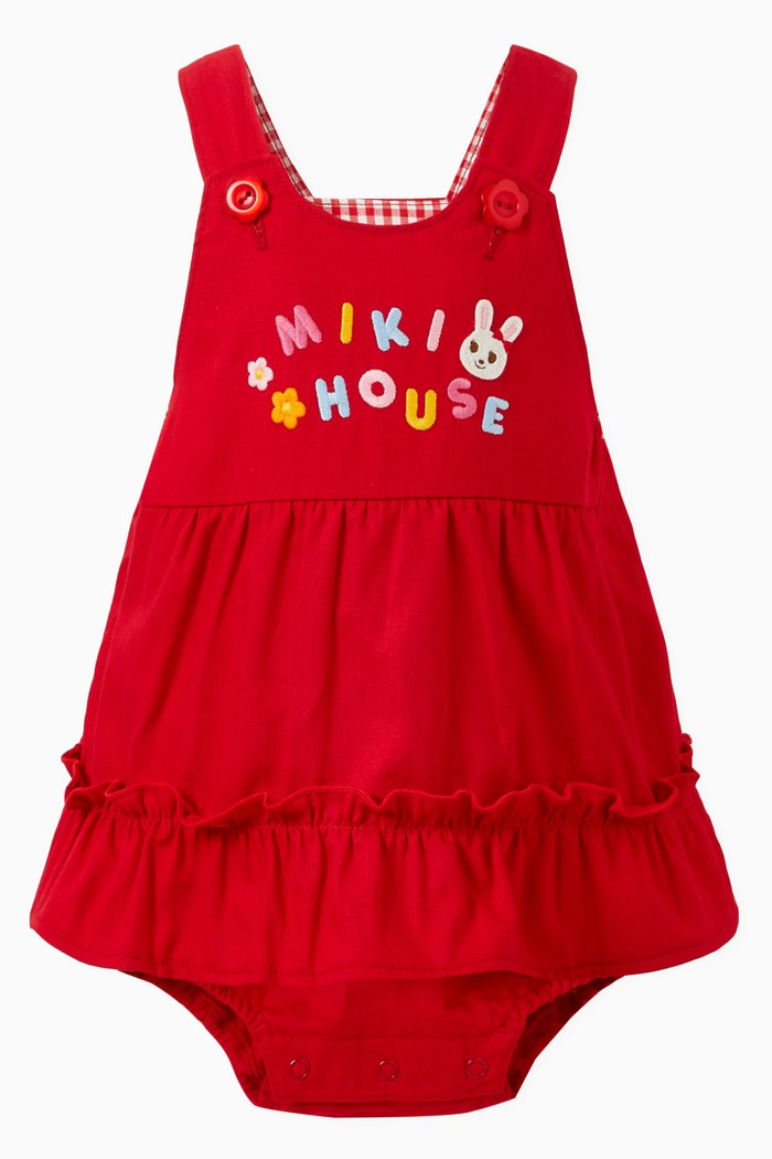 

Little Twirly Romper Dress in Cotton, Red