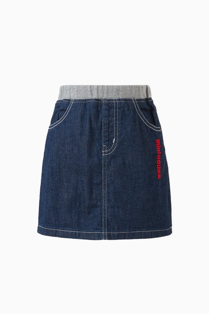 

Logo Skirt in Denim, Blue