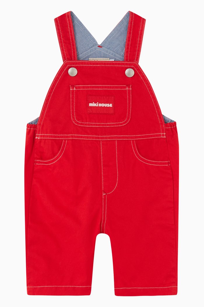 

Logo Dungarees in Denim, Red