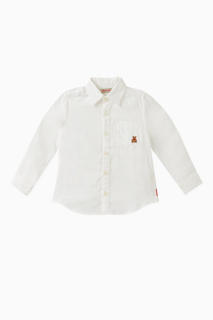 

Embroidered Bear Shirt in Cotton, White