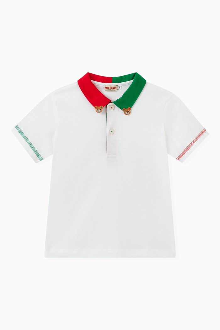 

Contrast Collar Polo in Cotton, White