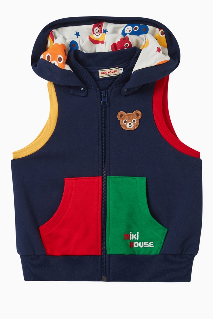 

Pucci Bear Hooded Vest in Micro Fleece Pile, Blue