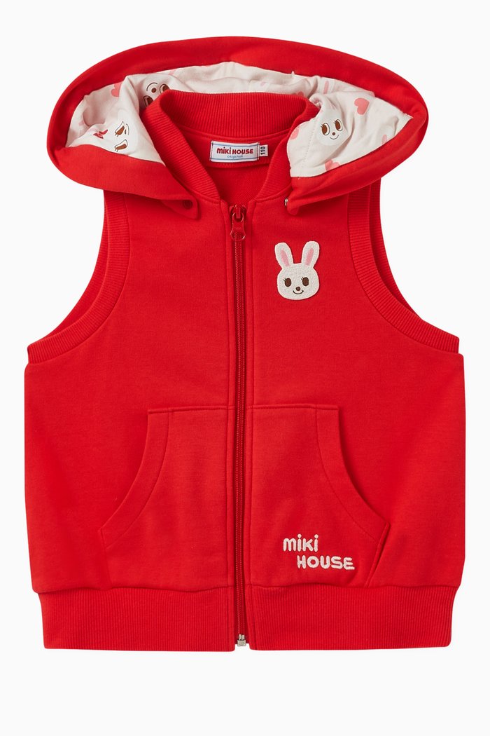 

Pucci Bear Hooded Vest in Micro Fleece Pile, Red